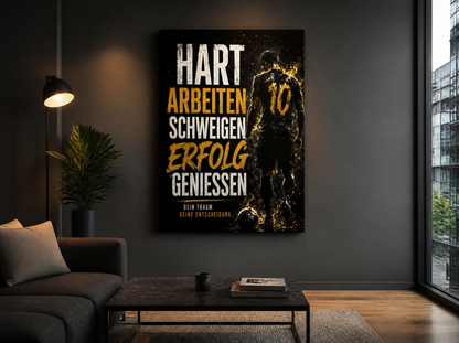 Respect The Grind – Premium Fußball Canvas Leinwandbild Nahaufnahme Textur