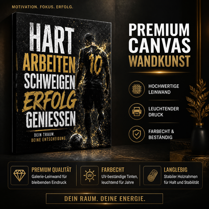 Respect The Grind – Fußball Motivation Canvas im modernen Wohnzimmer