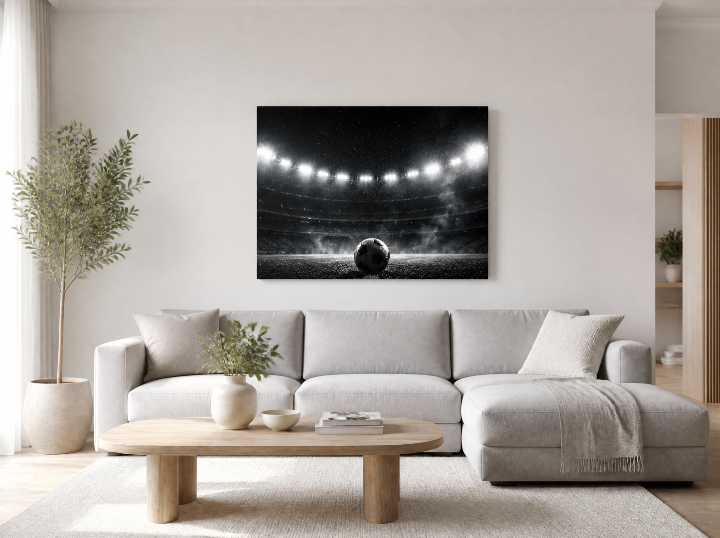 Cold Night Football - Minimal Black & White